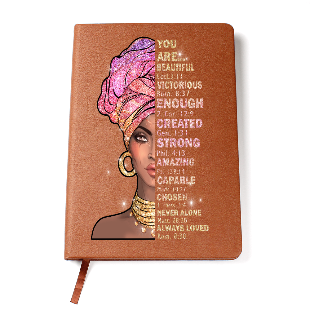 God Says I Am Journal - Notebook for African American - Black Women Leather Journal