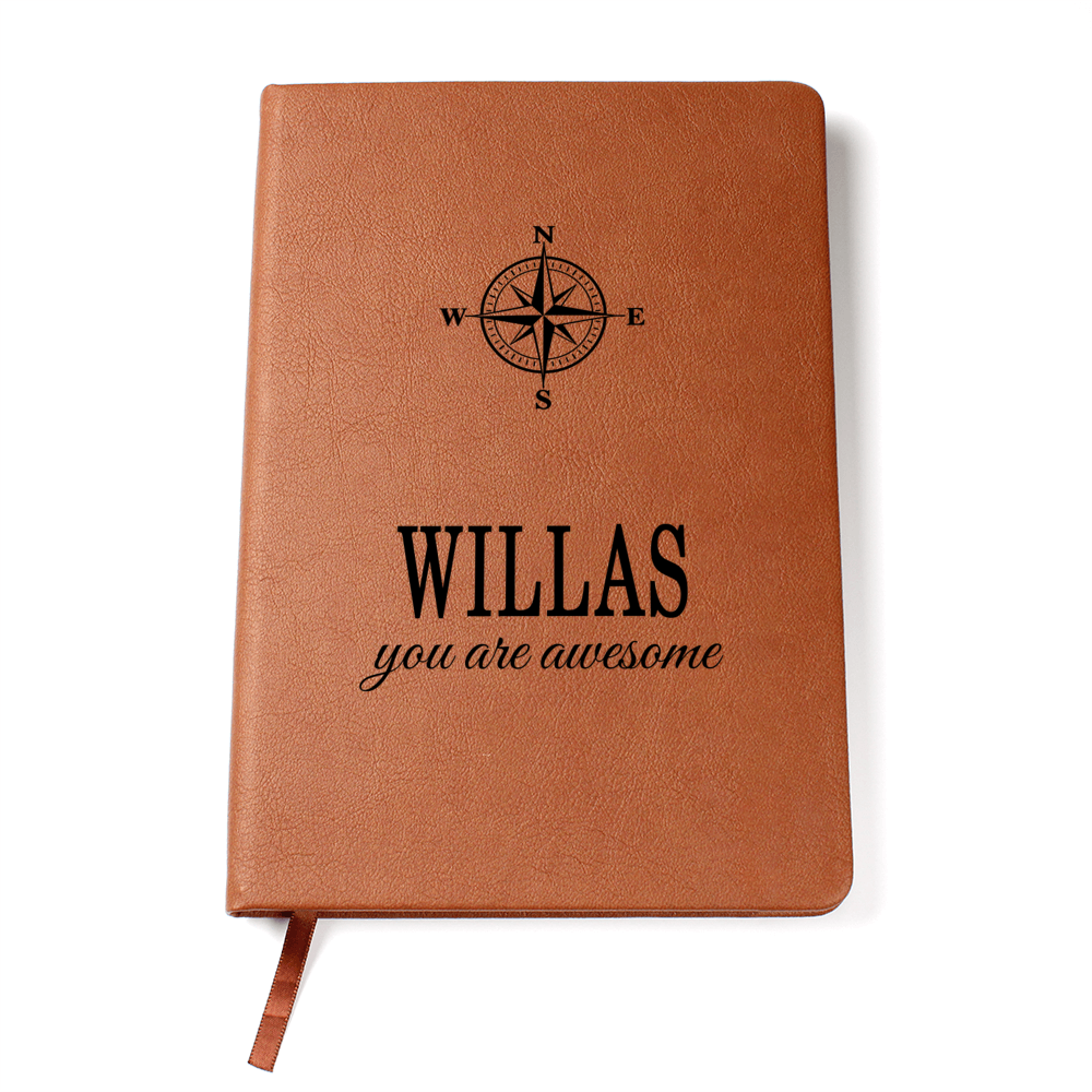 Willas Journal - Personalized Leather Journal with Name - Custom Notebook for Men