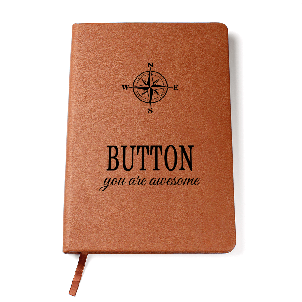 Button Journal - Personalized Leather Journal with Name - Custom Notebook for Men