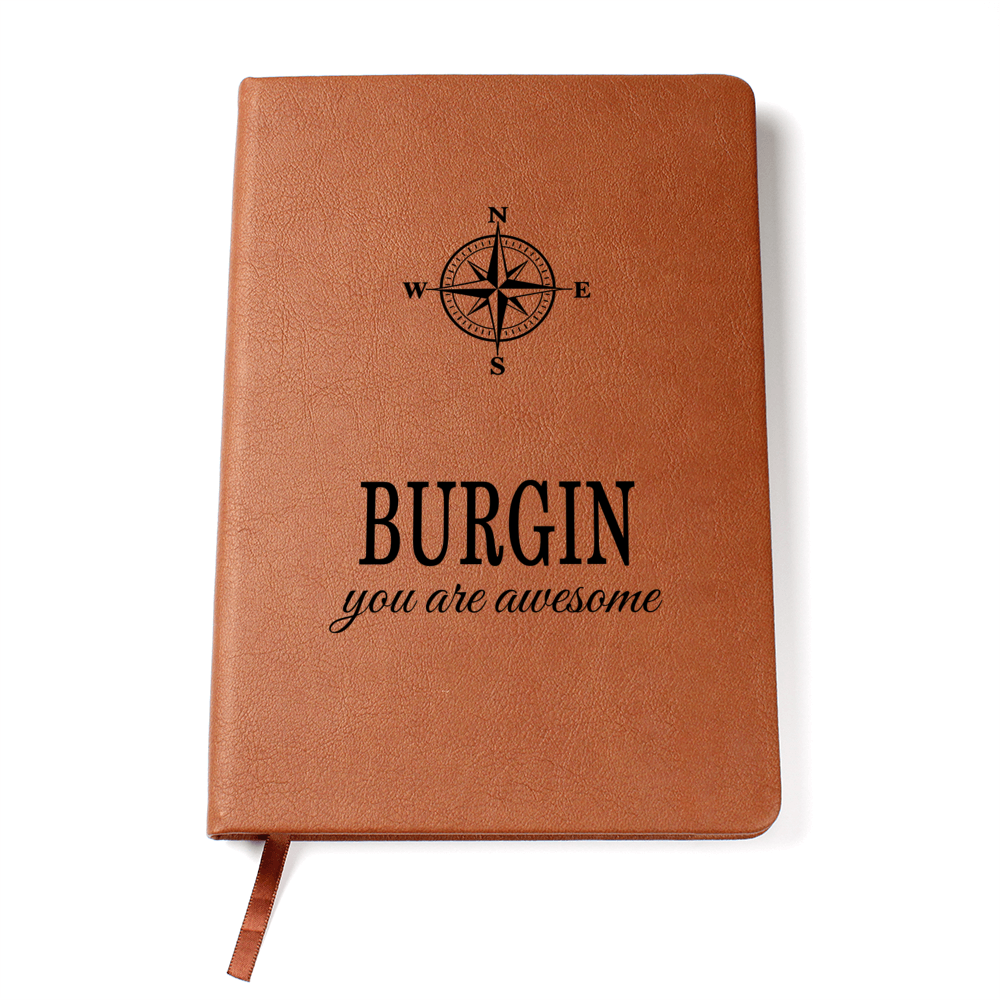 Burgin Journal - Personalized Leather Journal with Name - Custom Notebook for Men