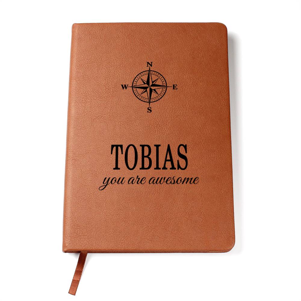 Tobias Journal - Personalized Leather Journal with Name - Custom Notebook for Men
