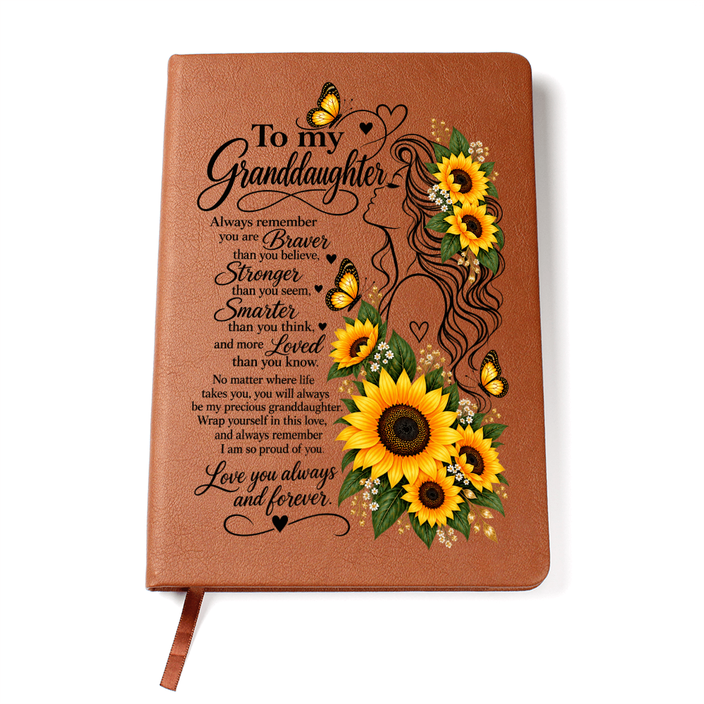 To My Granddaughter Sunflower Journal - Inspirational Notebook for Granddaughter - Sentimental Keepsake