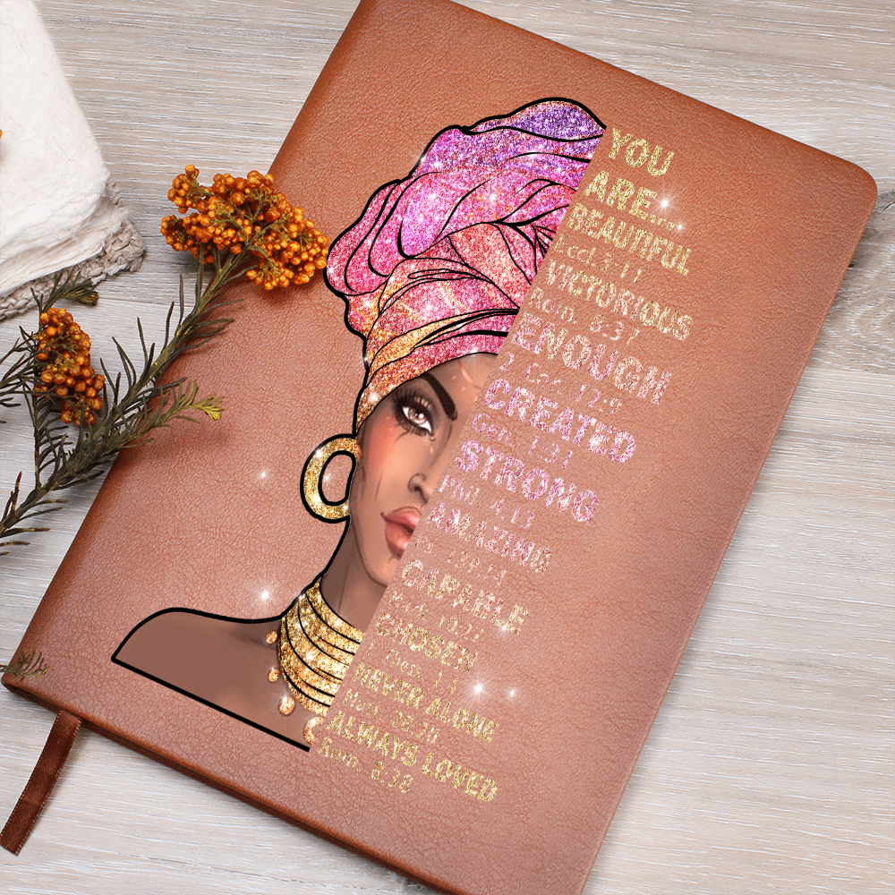 God Says I Am Journal - Notebook for African American - Black Women Leather Journal