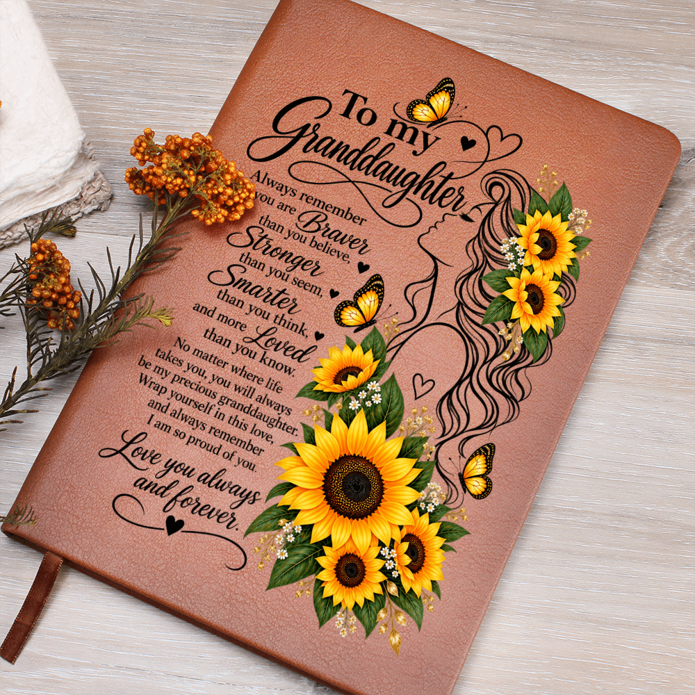 To My Granddaughter Sunflower Journal - Inspirational Notebook for Granddaughter - Sentimental Keepsake