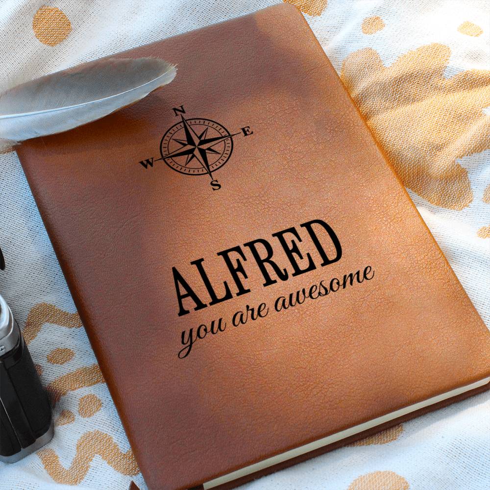 Alfred Journal - Personalized Leather Journal for Men - Custom Name Notebooks for Him