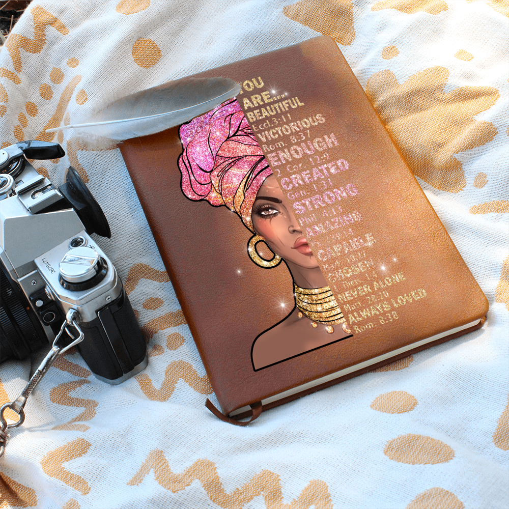 God Says I Am Journal - Notebook for African American - Black Women Leather Journal