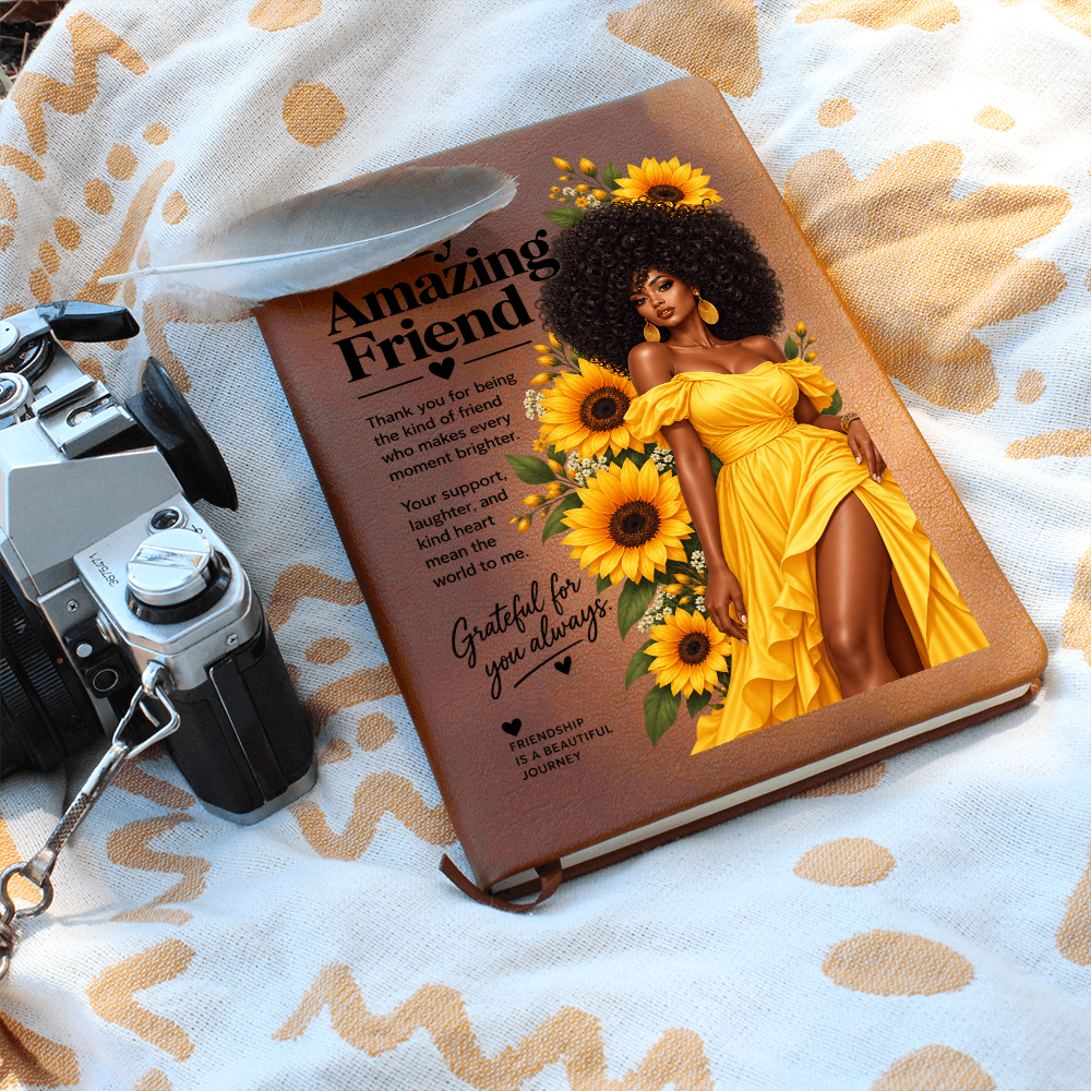 African American Gifts for Women - Black Women Friendship Gifts - To My Amazing Friend Sunflower Journal