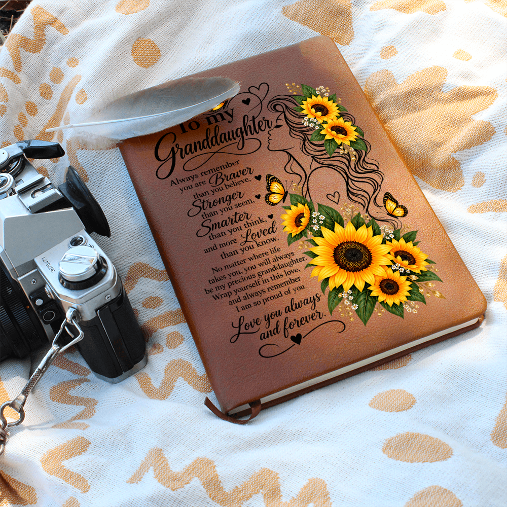 To My Granddaughter Sunflower Journal - Inspirational Notebook for Granddaughter - Sentimental Keepsake