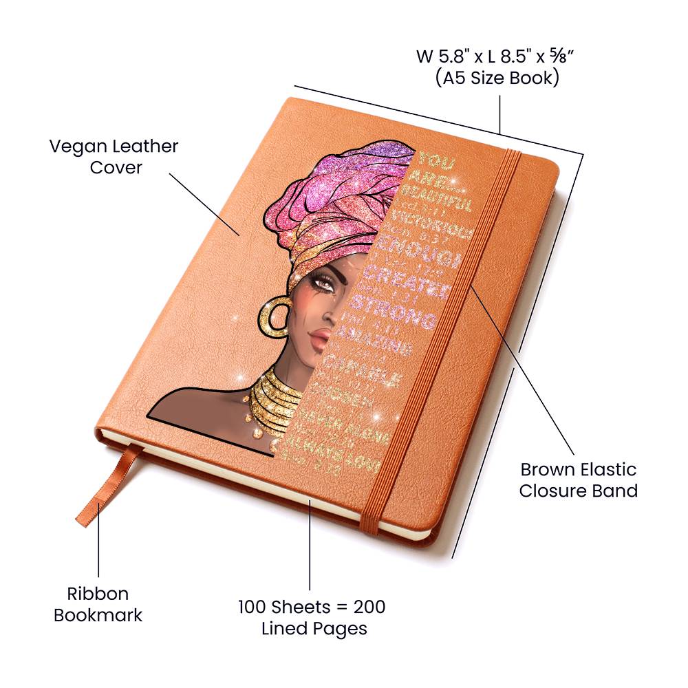 God Says I Am Journal - Notebook for African American - Black Women Leather Journal