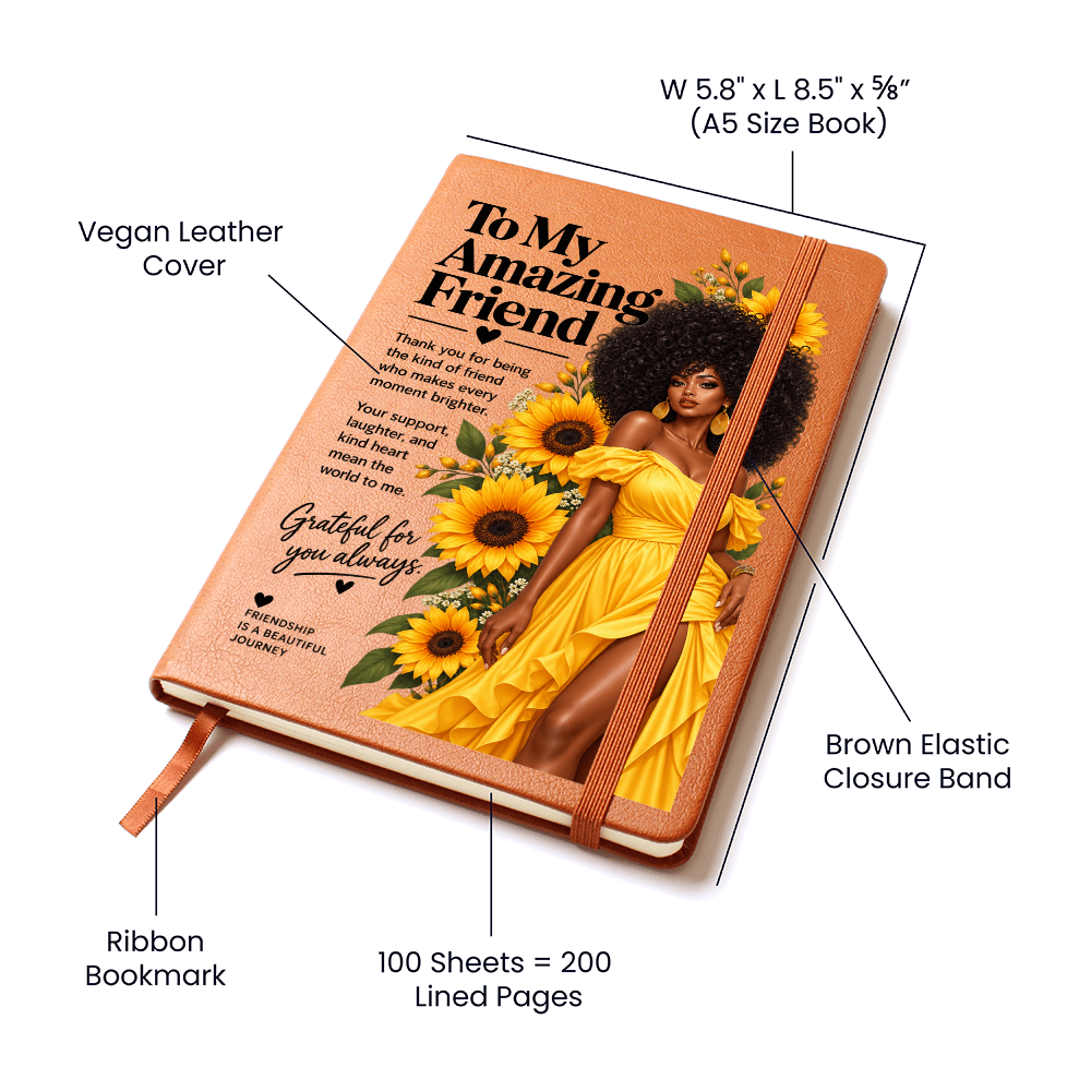 African American Gifts for Women - Black Women Friendship Gifts - To My Amazing Friend Sunflower Journal