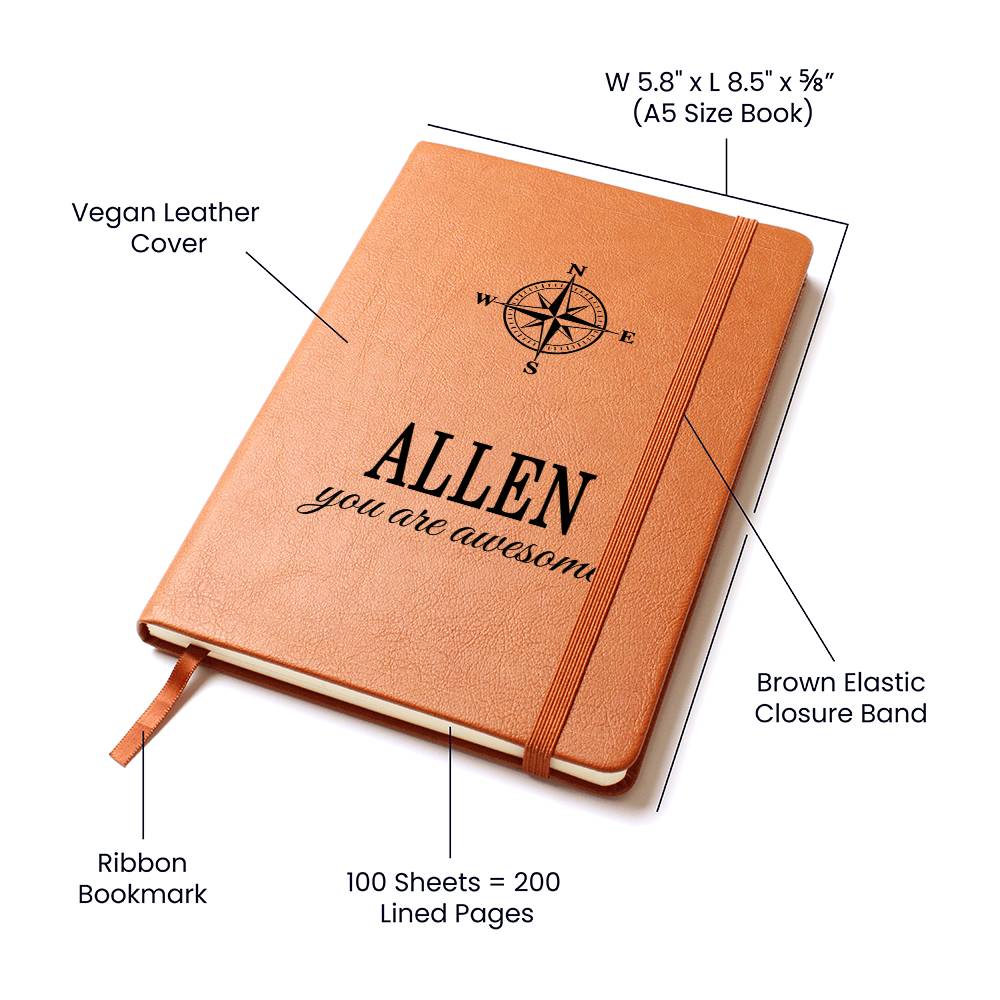 Allen Journal - Personalized Leather Journal Custom Name