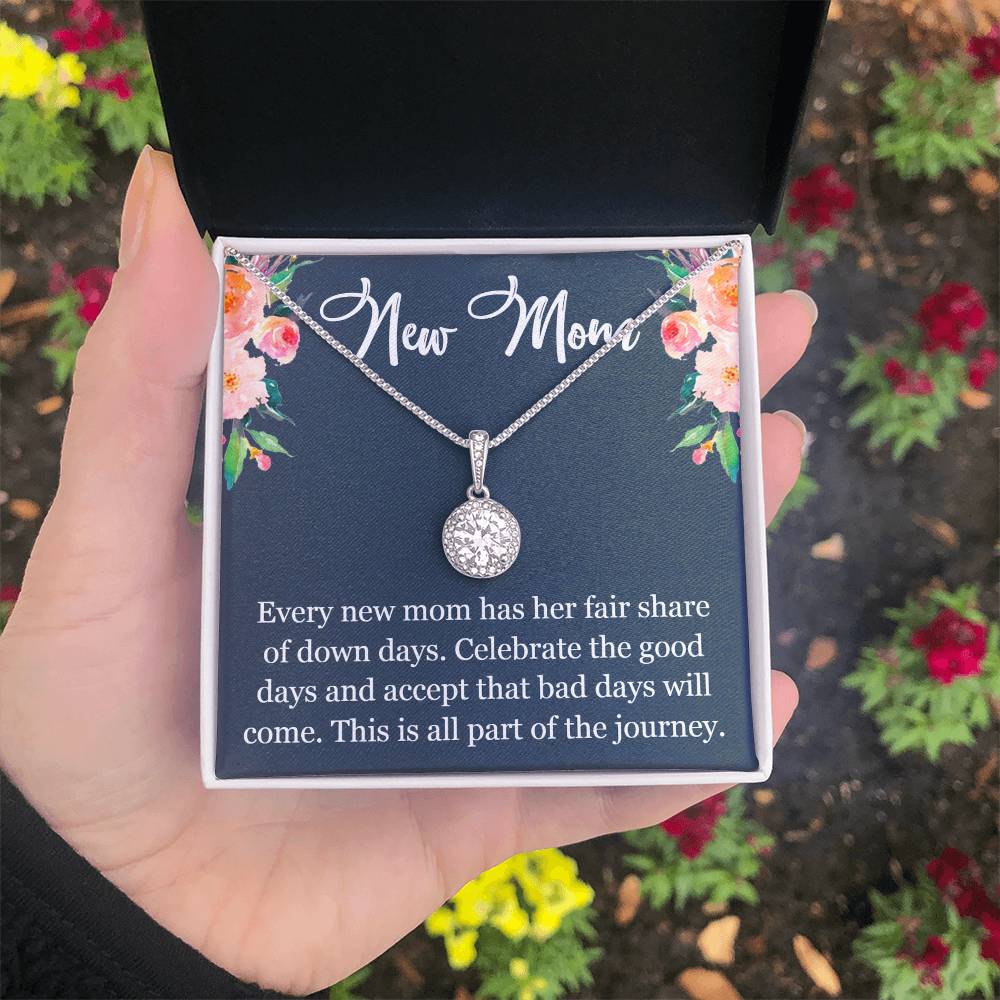 New Mom Necklace Gift, Eternal Hope Pendant Gift with Heartfelt Message Card, Baby Shower Push Present