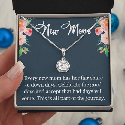 New Mom Necklace Gift, Eternal Hope Pendant Gift with Heartfelt Message Card, Baby Shower Push Present