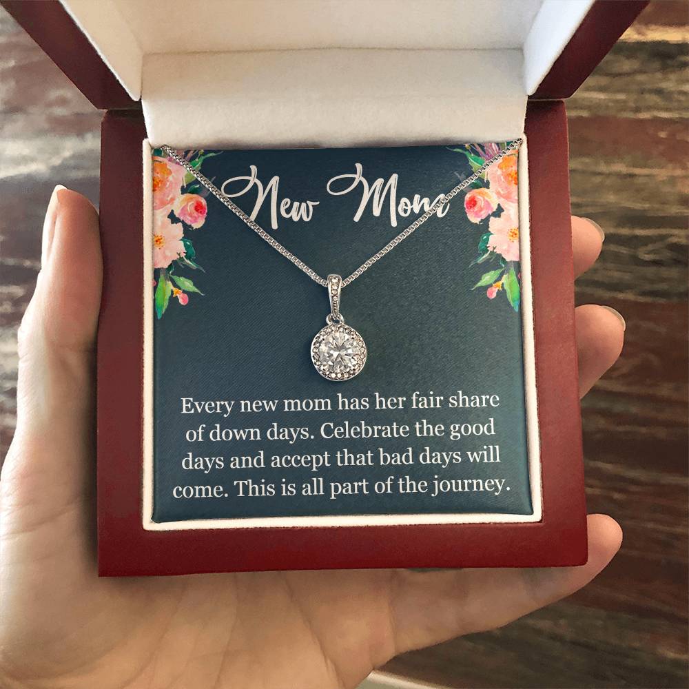 New Mom Necklace Gift, Eternal Hope Pendant Gift with Heartfelt Message Card, Baby Shower Push Present