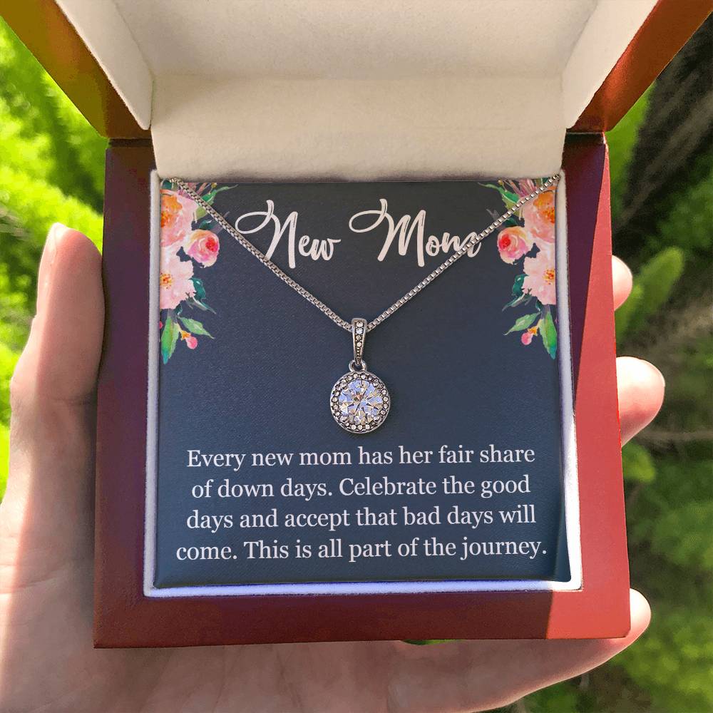 New Mom Necklace Gift, Eternal Hope Pendant Gift with Heartfelt Message Card, Baby Shower Push Present