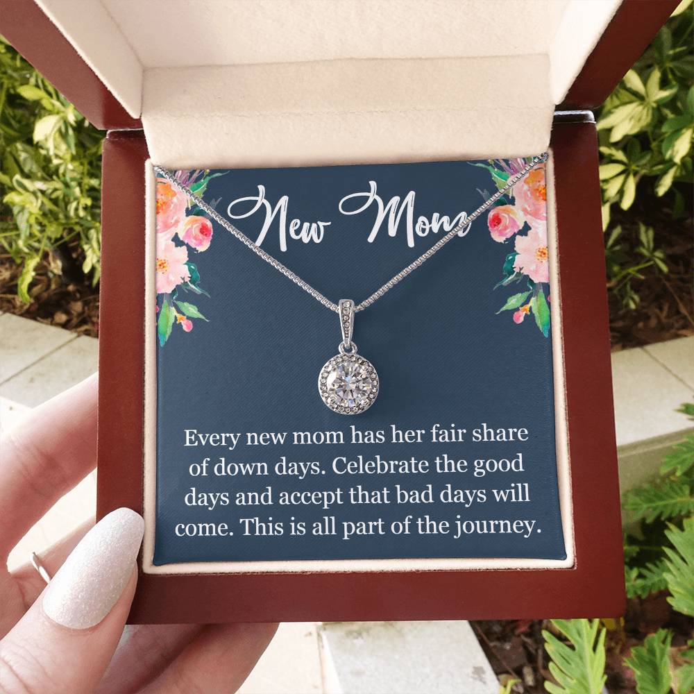 New Mom Necklace Gift, Eternal Hope Pendant Gift with Heartfelt Message Card, Baby Shower Push Present