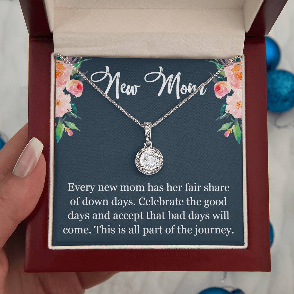 New Mom Necklace Gift, Eternal Hope Pendant Gift with Heartfelt Message Card, Baby Shower Push Present