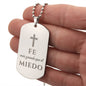 Fe Más Grande Que el Miedo Collar Placa Militar, Regalos Cristianos Para Hombre