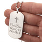 Con Dios Todo Es Posible Collar Placa Militar, Frase Cristiana Grabada en Español