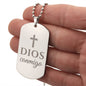 Dios Conmigo Collar Placa Militar, Frase Cristiana Grabada, Regalos Cristianos Para Hombre