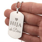 Hija de Dios Collar Placa Militar, Frase Cristiana Grabada, Regalos Cristianos Para Mujer