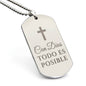 Con Dios Todo Es Posible Collar Placa Militar, Frase Cristiana Grabada en Español