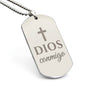 Dios Conmigo Collar Placa Militar, Frase Cristiana Grabada, Regalos Cristianos Para Hombre