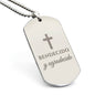 Bendecido y Agradecido Collar Placa Militar, Regalos Cristianos Para Hombre