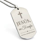 Jesús en Ti Confío Collar Placa Militar, Divina Misericordia, Regalo Católico en Español