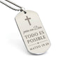 Para Dios Todo Es Posible Mateo 19_26 Collar Placa Militar, Versículo Bíblico