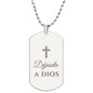 Déjaselo a Dios Collar Placa Militar, Frase Cristiana de Ánimo Grabada en Español
