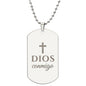 Dios Conmigo Collar Placa Militar, Frase Cristiana Grabada, Regalos Cristianos Para Hombre
