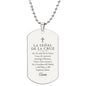 Por la Señal de la Santa Cruz Collar Placa Militar, Oración Católica Grabada en Español