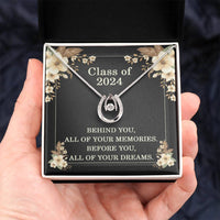 Load image into Gallery viewer, Graduation Gifts Class of 2024 Necklace, Class of 2024 Inspirational Gift, Lucky Horseshoe White Gold over Stainless Steel Necklace for Graduation, Gifts for Graduates from Family ShineOn Fulfillment
