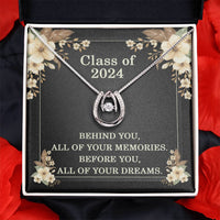 Load image into Gallery viewer, Graduation Gifts Class of 2024 Necklace, Class of 2024 Inspirational Gift, Lucky Horseshoe White Gold over Stainless Steel Necklace for Graduation, Gifts for Graduates from Family ShineOn Fulfillment

