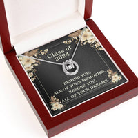 Load image into Gallery viewer, Graduation Gifts Class of 2024 Necklace, Class of 2024 Inspirational Gift, Lucky Horseshoe White Gold over Stainless Steel Necklace for Graduation, Gifts for Graduates from Family ShineOn Fulfillment
