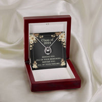 Load image into Gallery viewer, Graduation Gifts Class of 2024 Necklace, Class of 2024 Inspirational Gift, Lucky Horseshoe White Gold over Stainless Steel Necklace for Graduation, Gifts for Graduates from Family ShineOn Fulfillment
