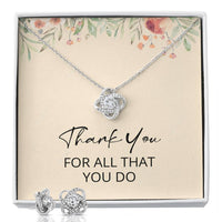 Load image into Gallery viewer, Thank You for All You Do Necklace Teacher's Christmas Gift Love Knot Earring and Necklace Set for Women Thank You Gift for Her, 14k Gold Over Stainless Steel ShineOn Fulfillment
