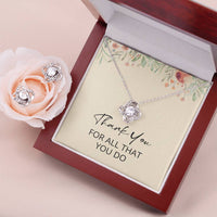 Load image into Gallery viewer, Thank You for All You Do Necklace Teacher's Christmas Gift Love Knot Earring and Necklace Set for Women Thank You Gift for Her, 14k Gold Over Stainless Steel ShineOn Fulfillment
