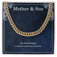 Load image into Gallery viewer, Mother Son Necklace from Mom – Cuban Link Chain for Birthday or Christmas – The Love Between Mother and Son Is Forever ShineOn Fulfillment
