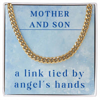 Load image into Gallery viewer, Mother Son Necklace from Mom – Son’s Cuban Link Chain for Birthday or Christmas – A Link Tied by Angel’s Hands ShineOn Fulfillment
