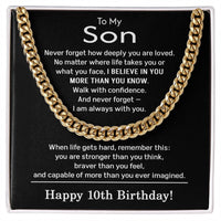 Load image into Gallery viewer, 10th Birthday Gifts for Son - To My Son Necklace
