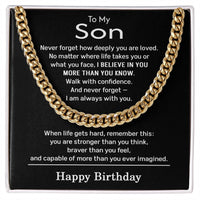 Load image into Gallery viewer, Birthday Gifts for Son - To My Son Necklace Stainless Steel Cuban Link Chain
