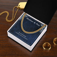 Load image into Gallery viewer, Mother Son Necklace from Mom – Cuban Link Chain for Birthday or Christmas – The Love Between Mother and Son Is Forever ShineOn Fulfillment
