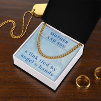 Load image into Gallery viewer, Mother Son Necklace from Mom – Son’s Cuban Link Chain for Birthday or Christmas – A Link Tied by Angel’s Hands ShineOn Fulfillment
