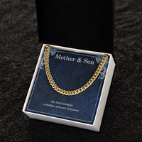 Load image into Gallery viewer, Mother Son Necklace from Mom – Cuban Link Chain for Birthday or Christmas – The Love Between Mother and Son Is Forever ShineOn Fulfillment
