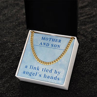 Load image into Gallery viewer, Mother Son Necklace from Mom – Son’s Cuban Link Chain for Birthday or Christmas – A Link Tied by Angel’s Hands ShineOn Fulfillment
