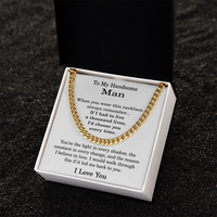 Load image into Gallery viewer, To My Handsome Man Necklace, Cuban Link Chain for Men - Stainless Steel Cuban Link Chain Necklace for Husband or Boyfriend
