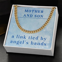 Load image into Gallery viewer, Mother Son Necklace from Mom – Son’s Cuban Link Chain for Birthday or Christmas – A Link Tied by Angel’s Hands ShineOn Fulfillment
