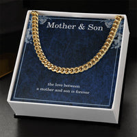 Load image into Gallery viewer, Mother Son Necklace from Mom – Cuban Link Chain for Birthday or Christmas – The Love Between Mother and Son Is Forever ShineOn Fulfillment
